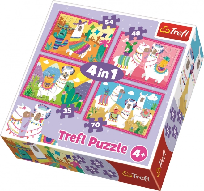 Vidám láma puzzle készlet 4 az 1-ben