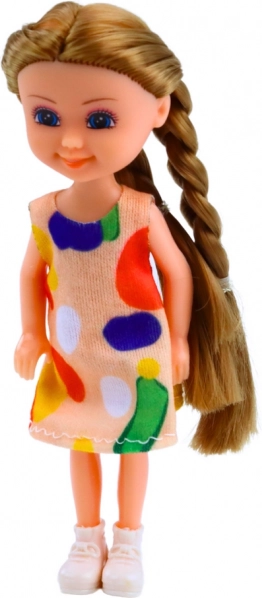 Mini baba hosszú hajjal és ruhában 15 cm