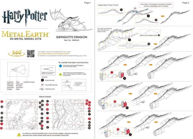 Metal Earth 3D puzzle Harry Potter: Gringotts sárkánya