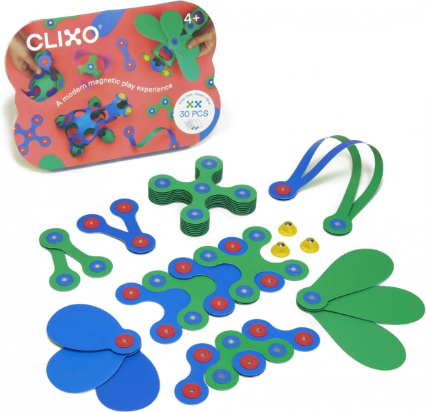 Clixo mágneses építőjáték kék és zöld szett