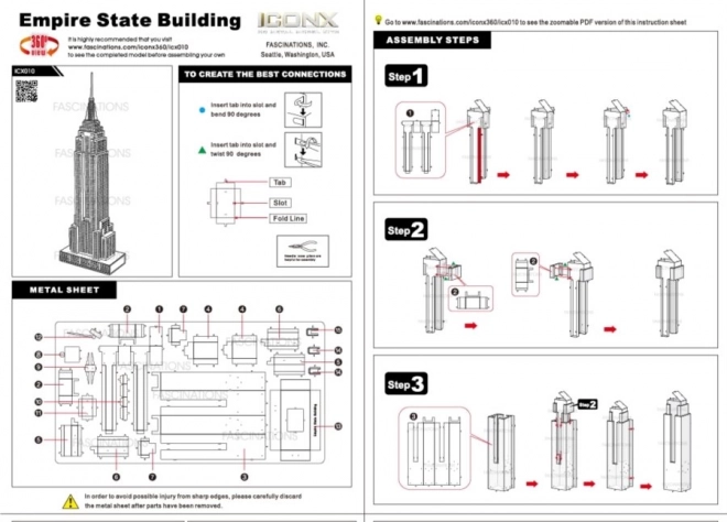 Empire State Building 3D puzzle fém modell