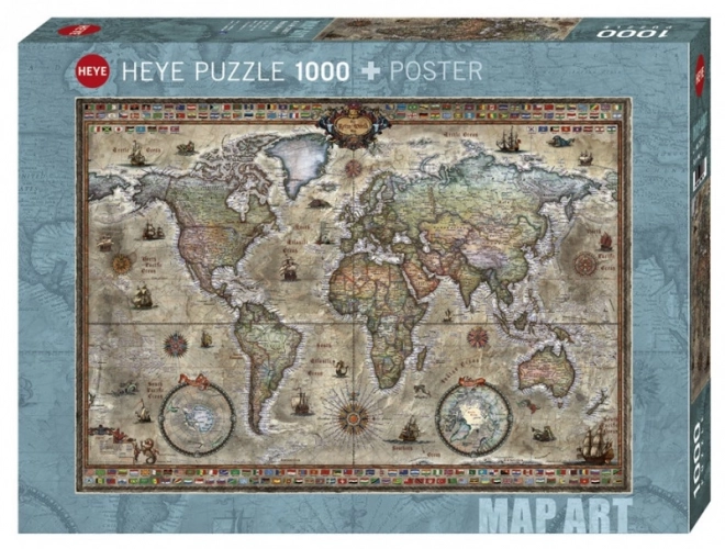 Heye puzzle retro világtérkép 1000 darabos