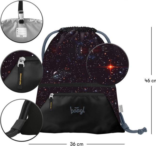 Iskolai szett BAAGL: Zippy Plus Pixel Space - iskolatáska, tolltartó, zsák