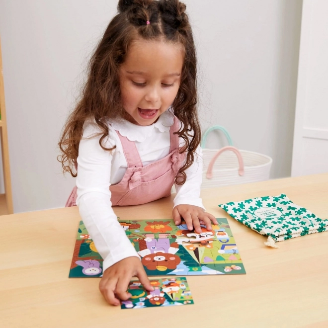 Mudpuppy Puzzle Vidám kempingezők szövetzsákban