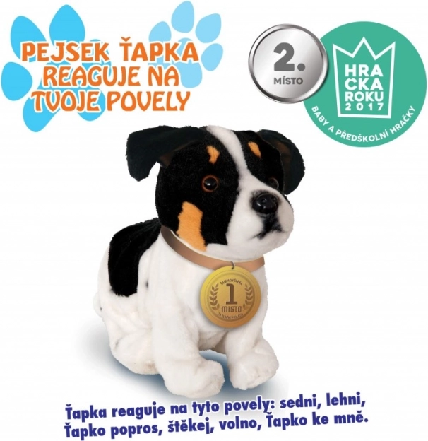 Interaktív kutyus Tapka 23 cm fekete-fehér