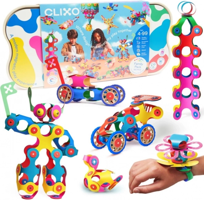 Mágneses építőkészlet Clixo Family Pack - 150 darab
