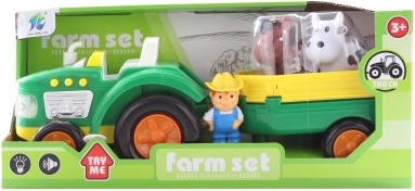 Gyerek traktor elemmel és utánfutóval