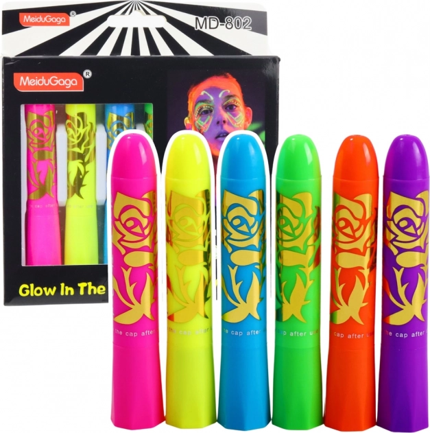 Neon arc festő készlet UV fluoreszkáló markerekkel 6 db