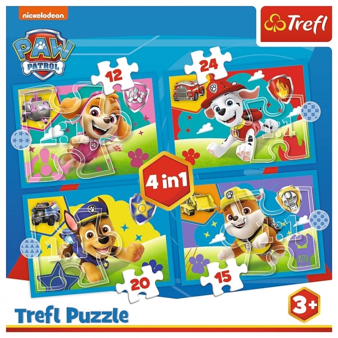 Paw Patrol futó kutyusok puzzle 4 az 1-ben