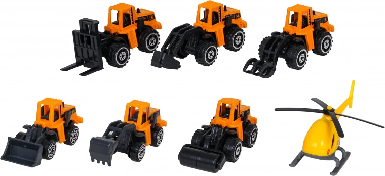 6 építőjármű és helikopter