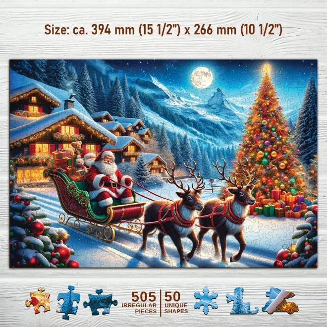 Fából készült puzzle - Mikulás szánja