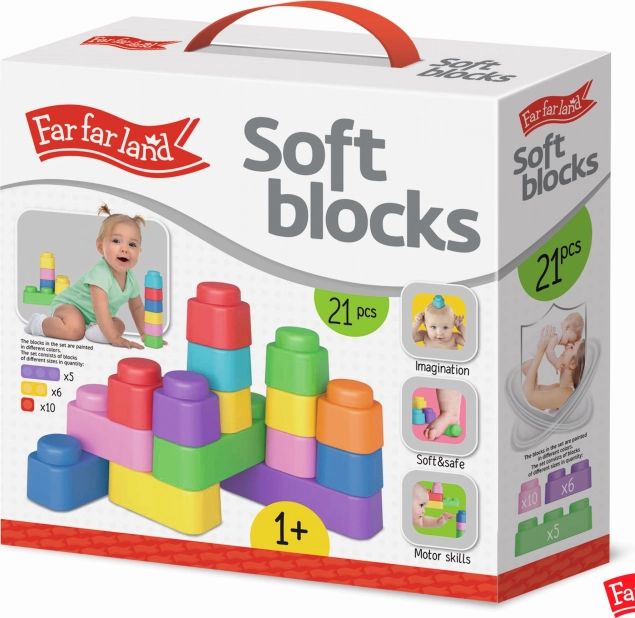 Far Far Land puha építőkészlet – 21 színes blokk készlet