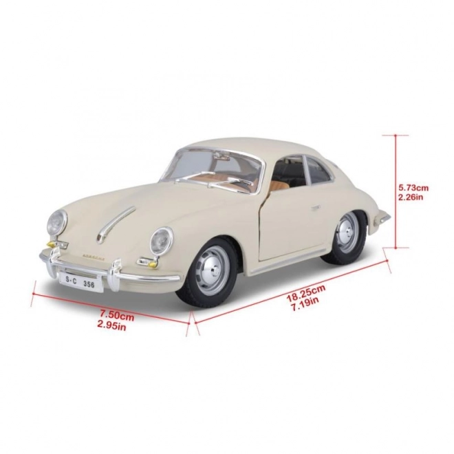 Bburago Porsche 356B Coupe (1961) elefántcsont színű modellautó 1:24