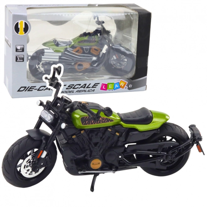 Motorkerékpár Chopper fém fekete zöld elemekkel