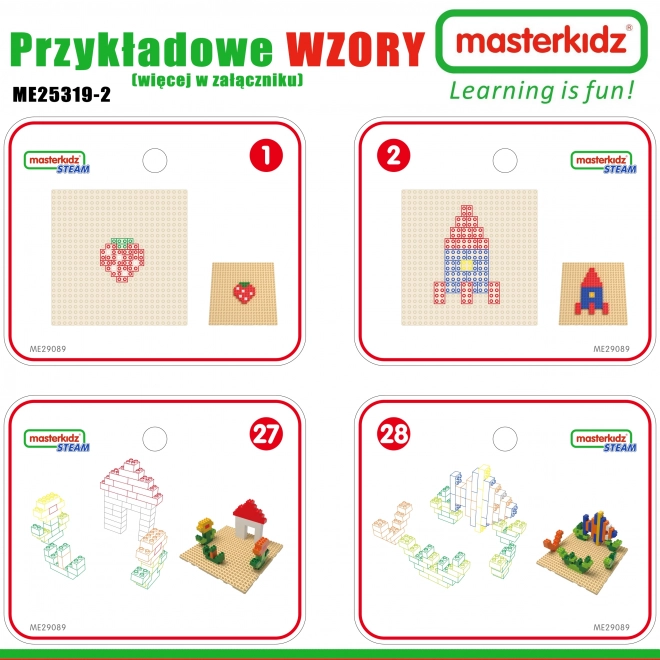 Masterkidz fa oktató asztal kiegészítőkkel - STEM fali készlet és 563 építőkocka