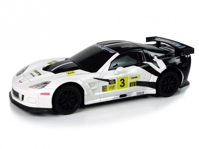 sportautó R/C corvette C6.R fehér 2.4G fényekkel