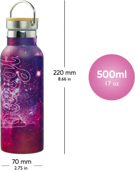 Galaxy 500 ml termosz bambusz fedéllel