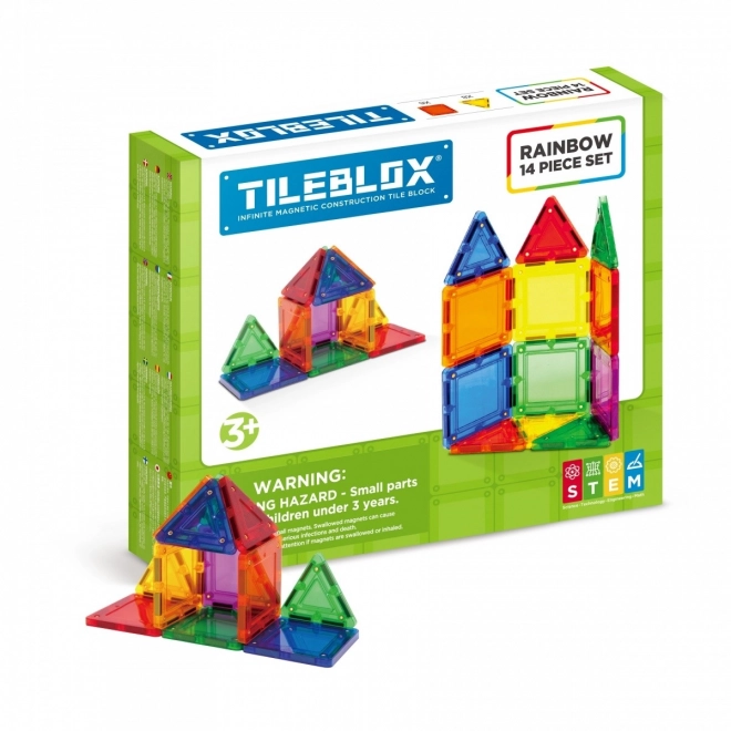 Tileblox mágneses építőkockák szivárványos készlet 14 darab