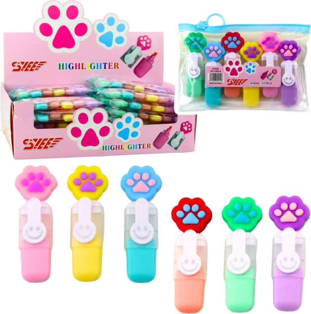 Mini kiemelők mancsos tokban, 6 db