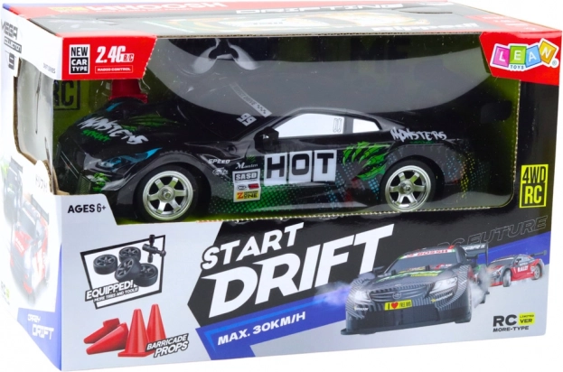 RC versenyautó drifthez fekete-zöld 30 km/h 1:16