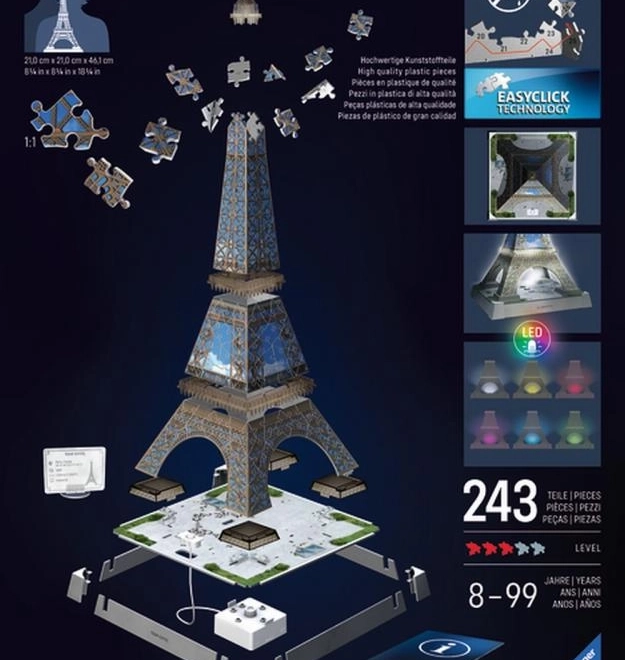 Megvilágított Eiffel-torony modell az Iconics LED-del