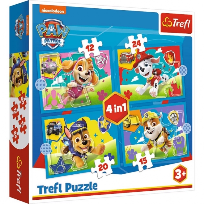 Paw Patrol futó kutyusok puzzle 4 az 1-ben