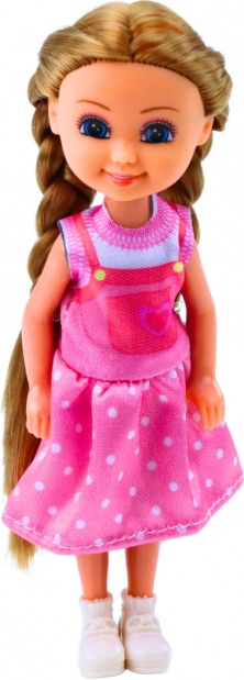 Mini baba hosszú hajjal és ruhában 15 cm