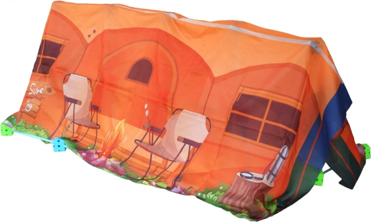 Mintás ponyva, amely sátrat varázsol a vázból