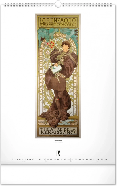 Alfons Mucha 2026 fali naptár