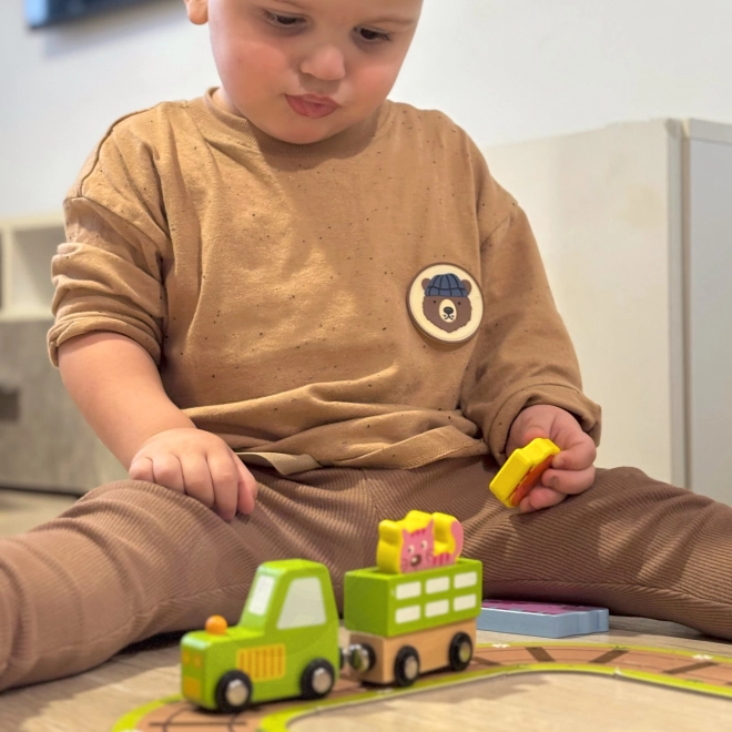 Tooky Toy Fából készült farm bőröndben