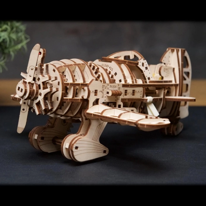 Ugears 3D Fa Mechanikus Puzzle - Mad Hornet Repülőgép