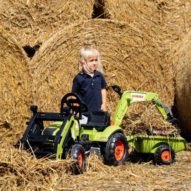Pedálos Traktor Claas Arion Rakodóval, Markolóval és Pótkocsival