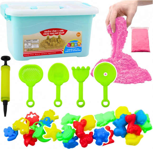 Rózsaszínű 3 kg-os varázshomok készlet kiegészítőkkel