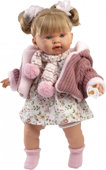Realista baba Llorens Alexandra hangokkal, puha test, 42 cm