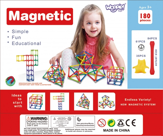 Mágneses építőelemek Woopie Kreatív puzzle 180 db