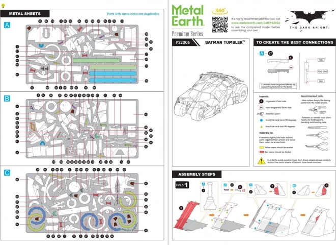 Metal Earth 3D puzzle prémium sorozat: Batman Tumbler