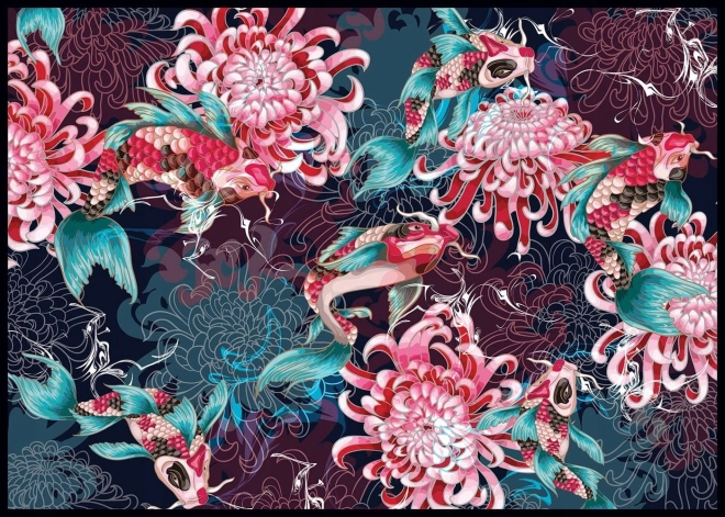 Puzzle Titkos Kert: Koi pontyok és krizantémok 1000 darabos