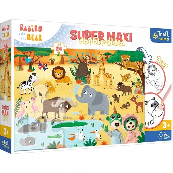 Kétoldalas puzzle Treflik és a ZOO SUPER MAXI 24 darabos