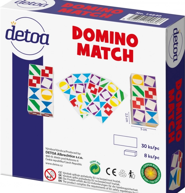 Társasjáték Domino Match fából dobozban