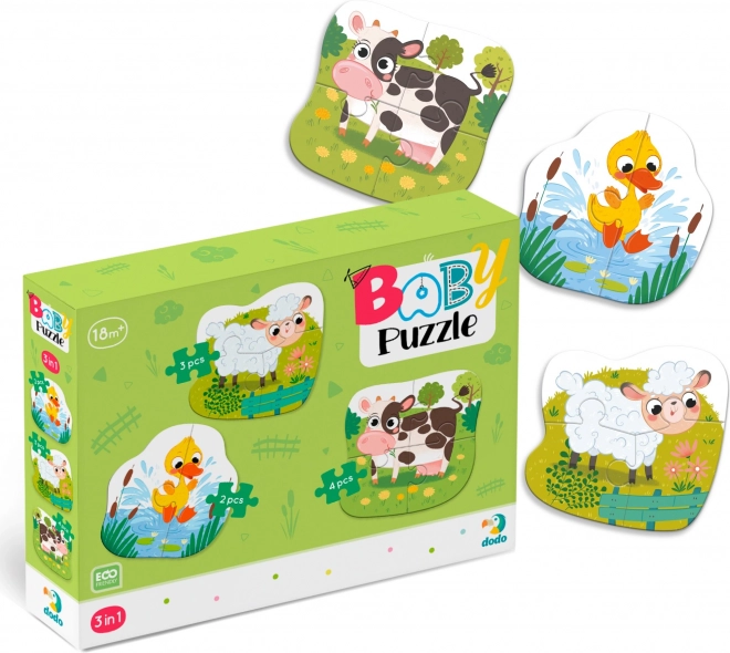 Dodo bébi puzzle állatos 3 az 1-ben készlet