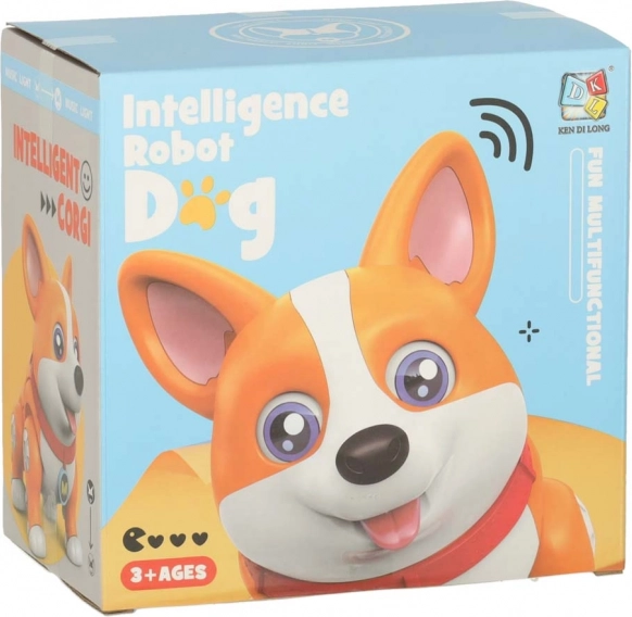 Interaktív robot corgi kutyus világító fülekkel és zenével
