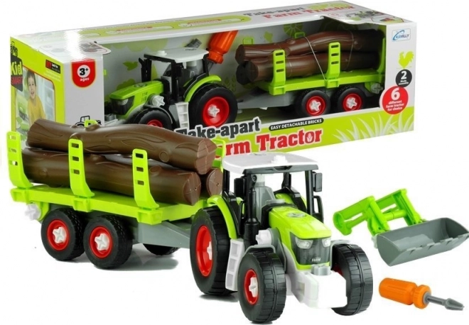 Összeszerelhető traktor fa utánfutóval