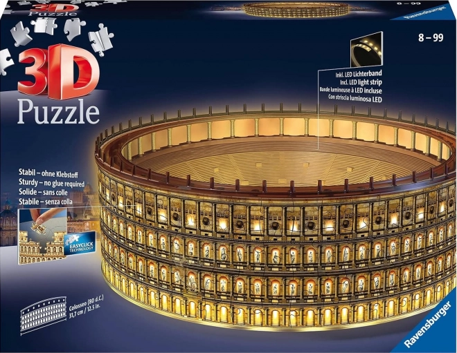 Svítící 3D Puzzle Éjszakai Kiadás: Római Kolosszeum