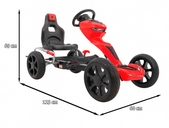 Grand Ride pedálos gokart gyerekeknek 3+ Piros + EVA kerekek + Állítható ülés + Kézifék