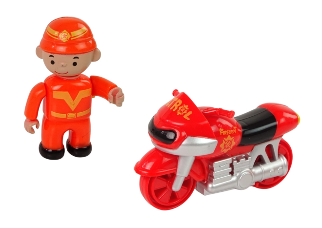 Motorbicikli tűzoltó figurával
