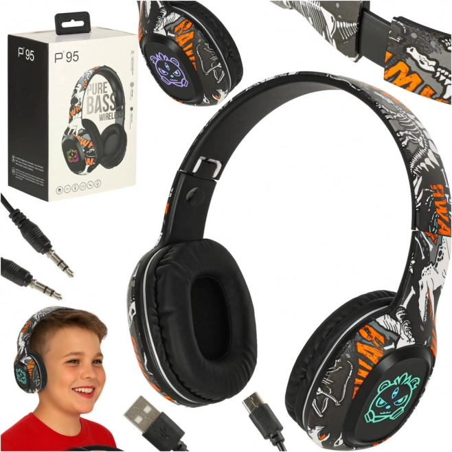 Vezeték nélküli Bluetooth játékos fejhallgató fekete