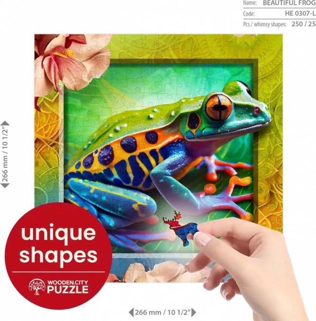 Színes béka fa puzzle 250 darabos