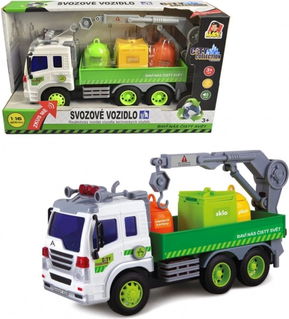 Auto kukás City Collection szelektív hulladékgyűjtő konténerekkel