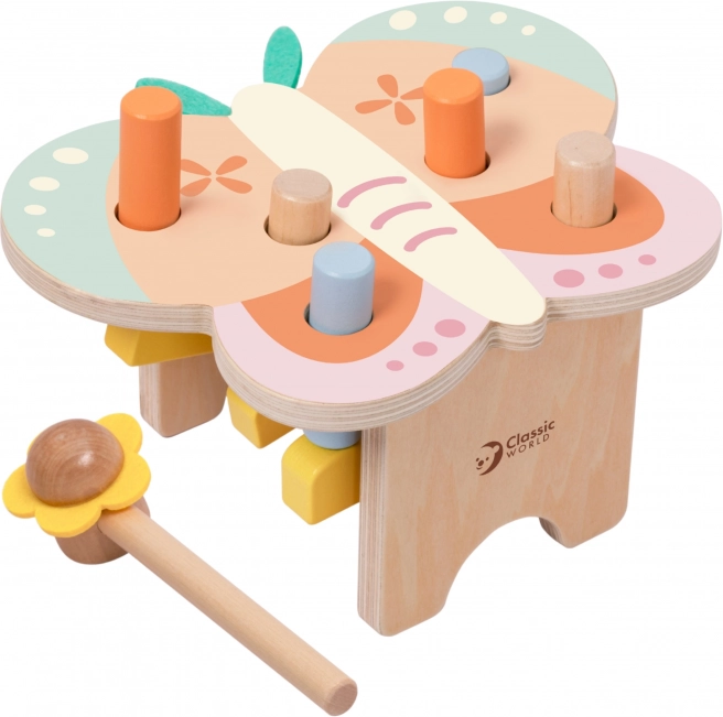Fa asztalka színes ceruzákkal CLASSIC WORLD Montessori Pillangó