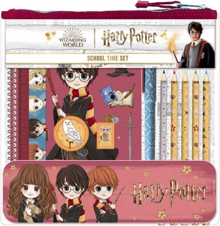 Iskolai és kreatív készlet HARRY POTTER átlátszó műanyag tokban 24 × 24 × 3 cm
